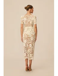 Larina Floral Lace V-neck Midi Dress - 2