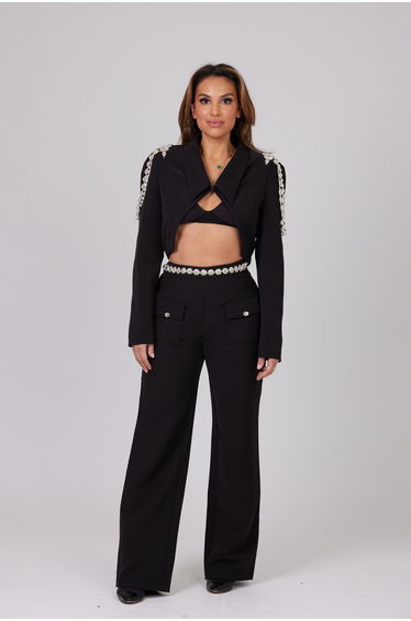 SIRINA CRISTAL SET CROPPED BLAZER AND TROUSER