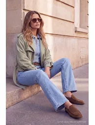 Wardrobe Essentials Light Blue Less Stretch Short Sleeve Shirt Jeans Denim Bottom - Top Set - 2