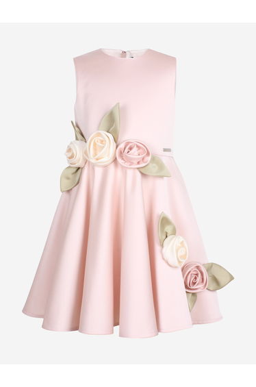 Jessie And James Girls Satin Midsommer Dress in Pink
