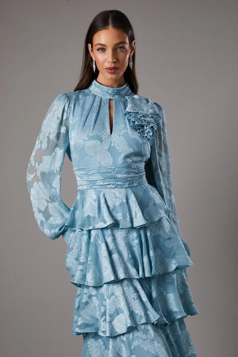 فستان ميداكسي جاكار بطبقات متدرجة  - 1