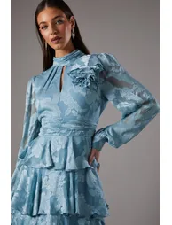 فستان ميداكسي جاكار بطبقات متدرجة  - 3