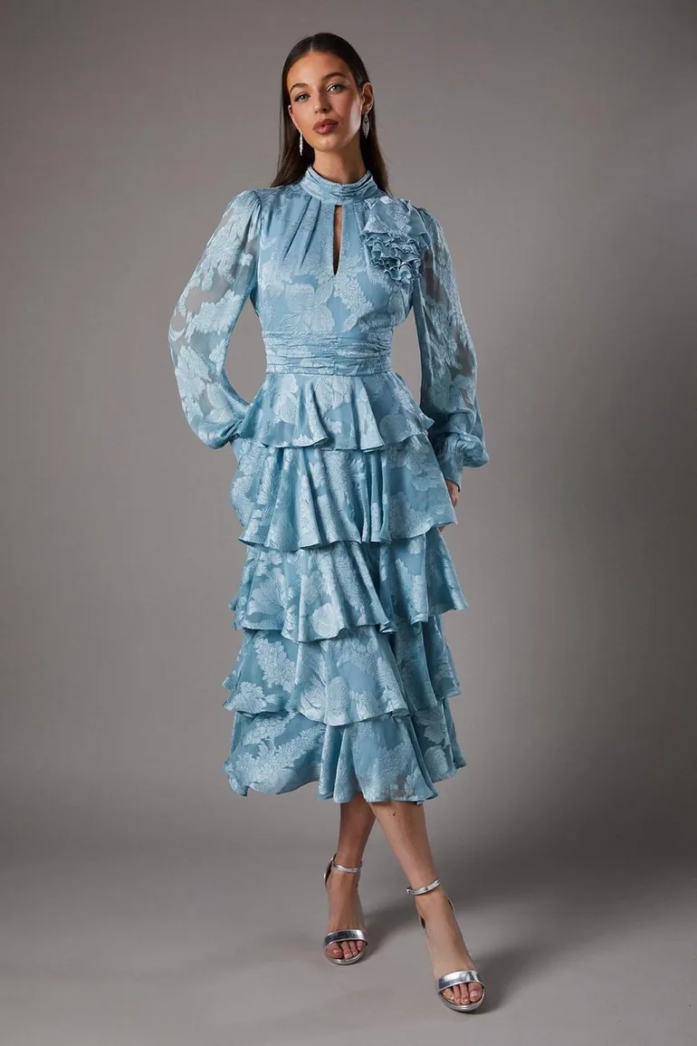 فستان ميداكسي جاكار بطبقات متدرجة 