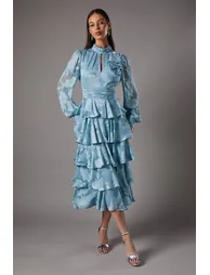 فستان ميداكسي جاكار بطبقات متدرجة 