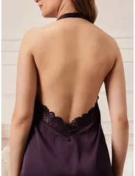 Purple Satin Sleeveless Nightdress - 6