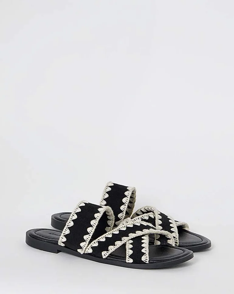 Whipstitch Flat Sandals Extra Wide - 2