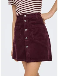 Buttoned Mini Skirt in Velour - 3
