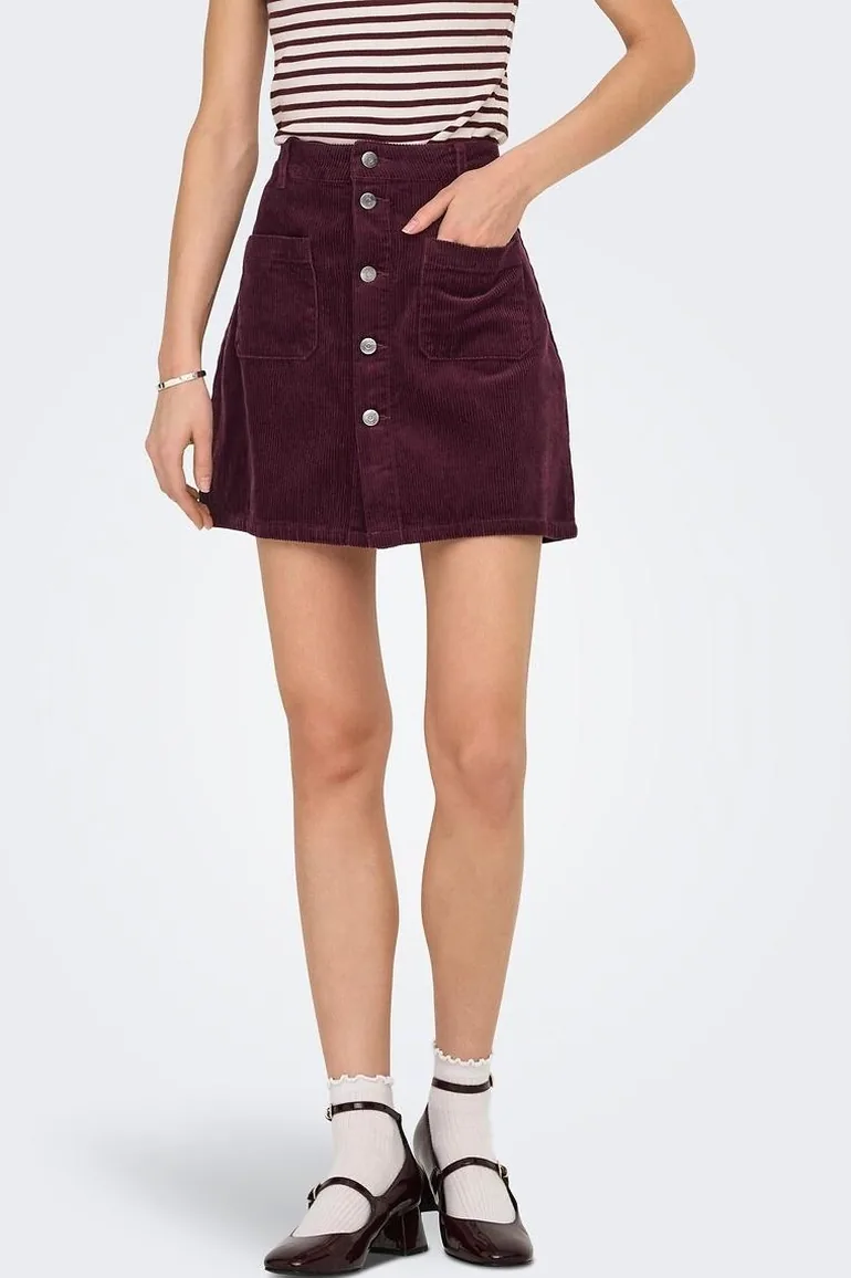 Buttoned Mini Skirt in Velour - 1