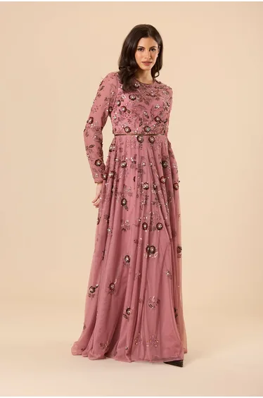 Isaiah Embellished Maxi Dress in Mauve