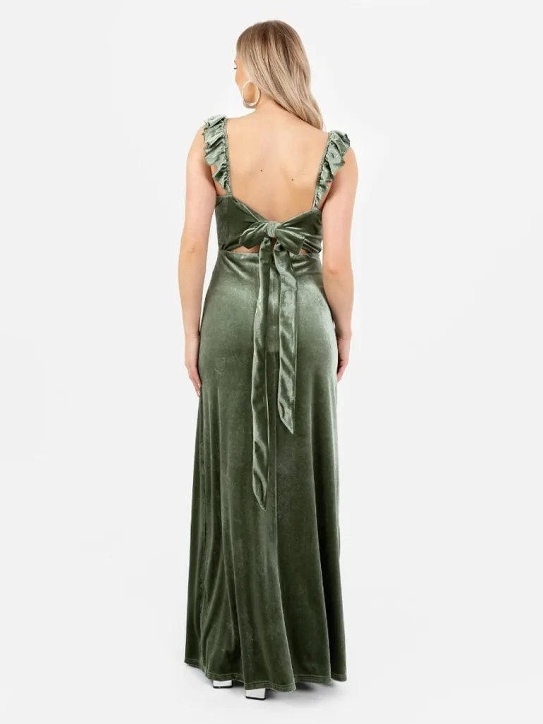 moss green velvet dress Olive Green Velvet Dress: 4 Styles  Long, Slit, Wrap & Wrap Slit,  Bridesmaid Dress, Christmas, Fall or Winter Formal Gown