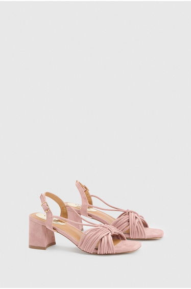 Heidi Faux Suede Flared Block Heel Strappy Sandals