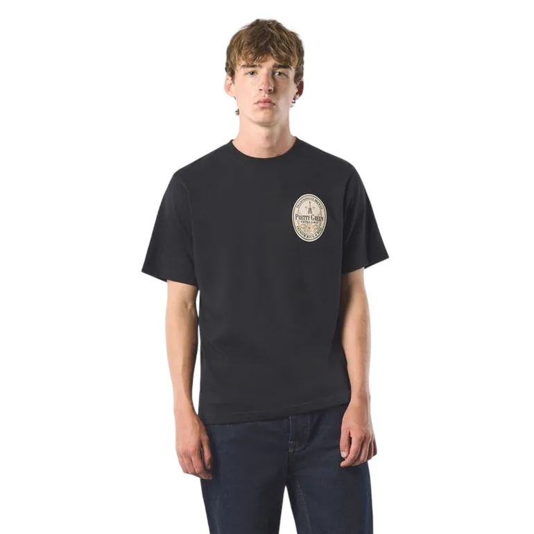 Pretty Green Mens Crew Neck Relaxed Fit Short-Sleeved T-Shirt - Black