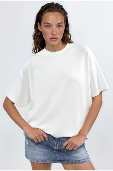 Oversized Crew Neck Soft Touch Knitted T-Shirt