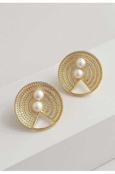 Golden Braided Pearly Earrings