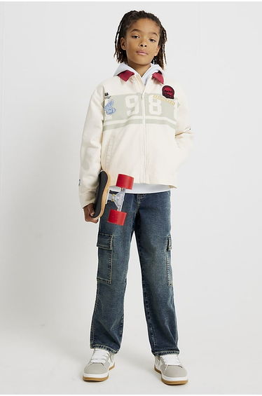 Boys Blue Loose Cargo Jeans