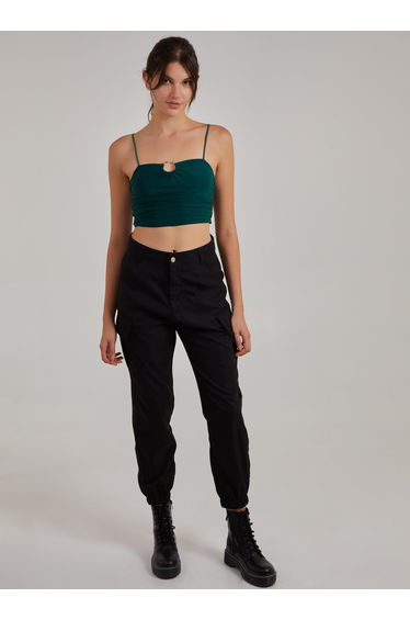 Gathered Ring Detail Slinky Cami Top