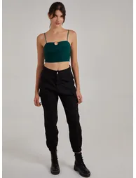 Gathered Ring Detail Slinky Cami Top