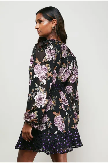 فستان قصير ديفور بطبعة أزهار