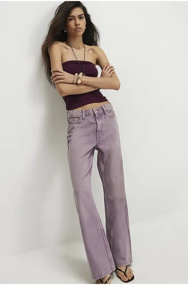 Purple Relaxed Straight Leg Jeans