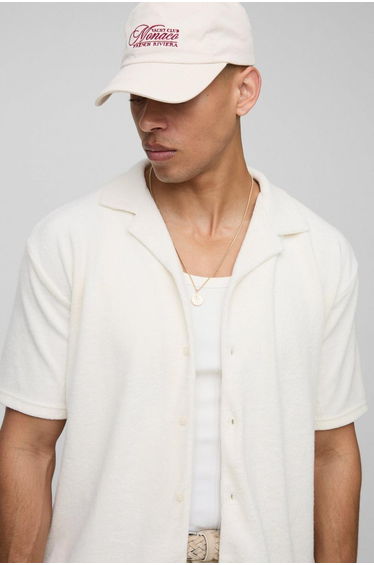 Oversized Revere Towelling Shirt - ecru