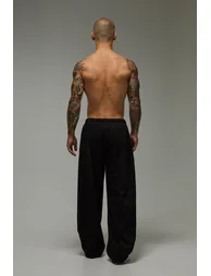 بنطلون رياضي بأرجل عريضة - أسود - 1