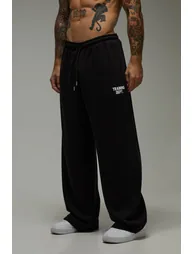 بنطلون رياضي بأرجل عريضة - أسود