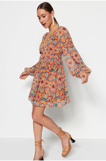 A-Line Mini Dress with Long Sleeves
