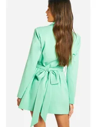 Obi Tie Waist Tailored Blazer Dress - 1