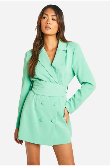 Obi Tie Waist Tailored Blazer Dress