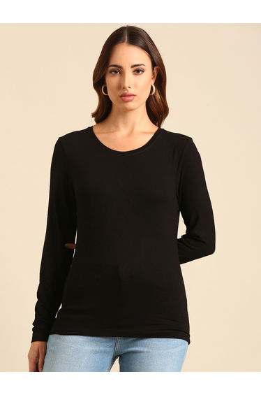 Black Fitted Casual T-Shirt