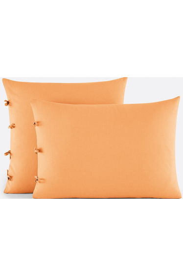 Scenario Plain Cotton Pillowcase with Tie Fastening