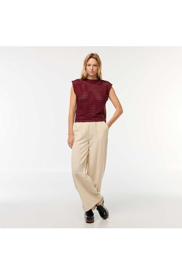 Openwork crochet vest top T-shirt RED