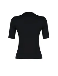 Black Polo Neck Fitted Stretchy Knitted Blouse - 7
