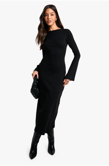 Rib Tie Back Midaxi Dress