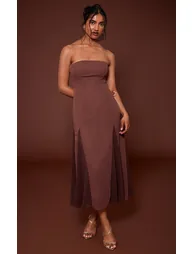 فستان ميداكسي بأكتاف مكشوفة - بني