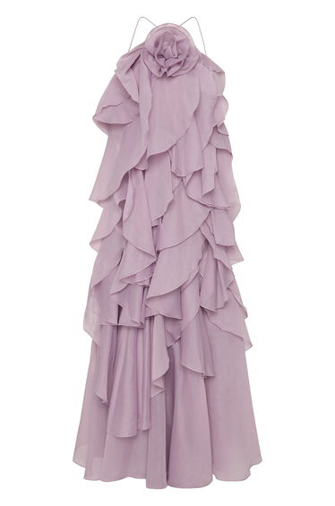 Aimée 3D Flower Frill Maxi Dress