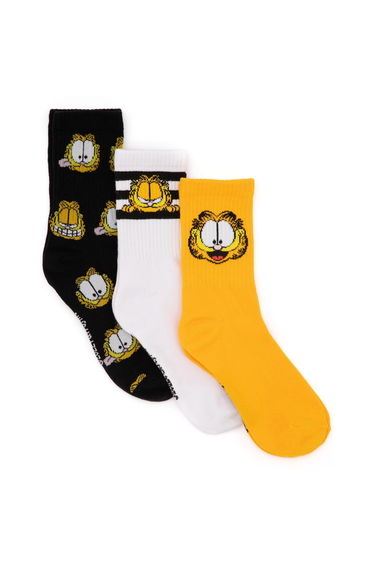 Garfield Unisex Adult Socks (Pack of 3) - Black/White/Orange