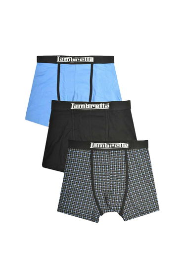 Lambretta Mens Boxer Shorts (Pack of 3) - Black/Blue