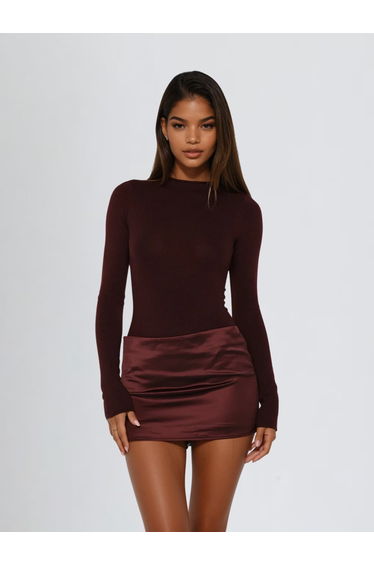 Majora Long Sleeve Mini Dress In Wine