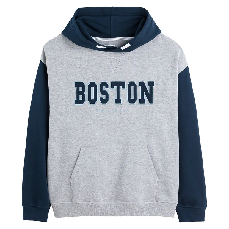 Cotton Mix Oversized Hoodie with Boston Uni Embroidery - 2