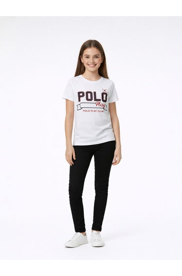 Teen Girls Graphic Logo Crew Neck T-Shirt