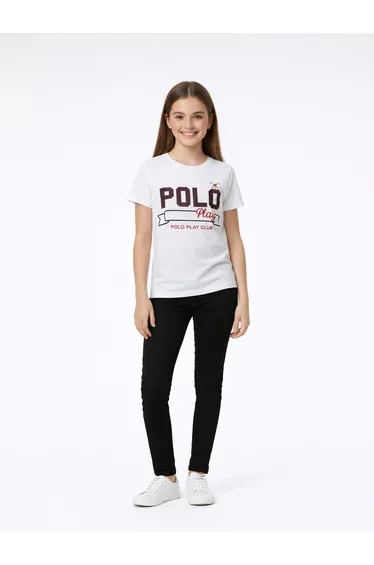 Teen Girls Graphic Logo Crew Neck T-Shirt