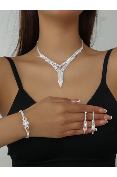 3-Piece Embellished Necklace, Bracelet And Earrings Jewelry Set