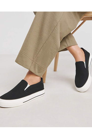 Slip On Canvas Trainer Wide