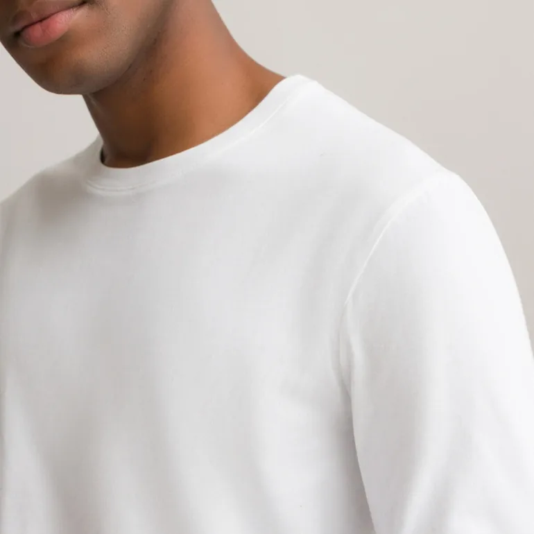 Organic Cotton T-Shirt with Crew Neck and Long Sleeves - 2