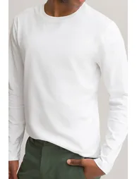 Organic Cotton T-Shirt with Crew Neck and Long Sleeves