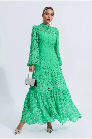 Julieta Green Cut Out Long Sleeve Dress