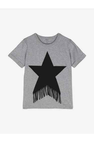 Girls Tassel Star T-Shirt in Grey