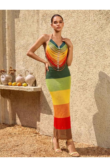 Drovareth Halterneck Knit Skirt Set