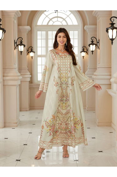 Women Textured Floral Printed A-Line Jalabiya